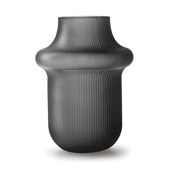 Matte Grey Glass Vase Philou - LUXONAS HOME