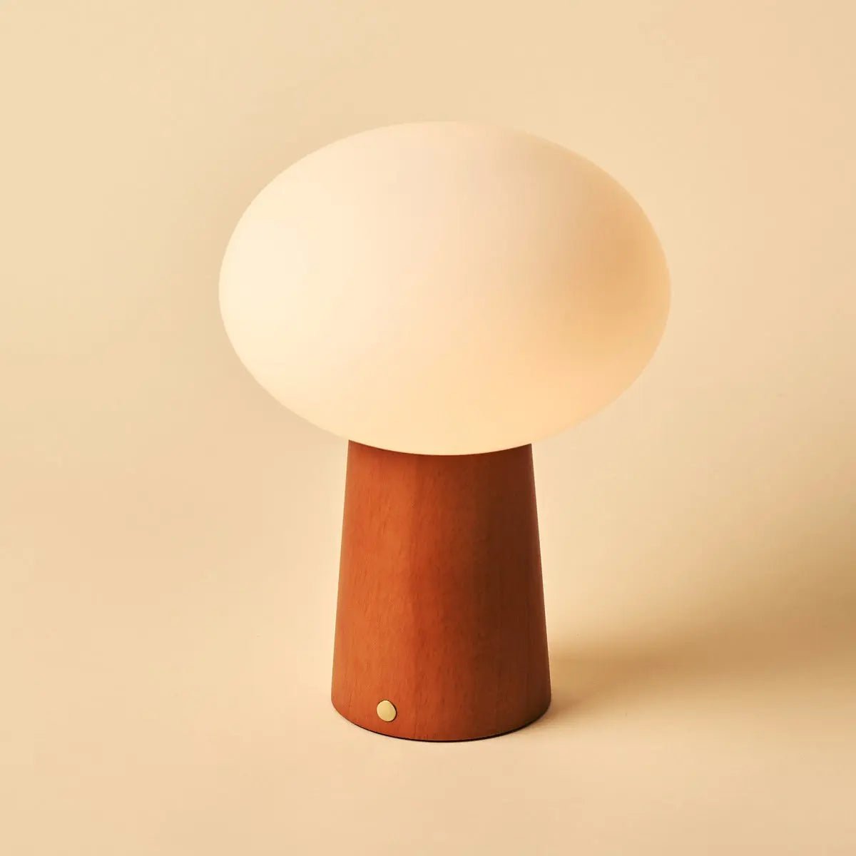 Max Chestnut Brown Wooden Cordless Table Lamp | Rechargeable, Glass, Sustainable Design - LUXONAS HOME