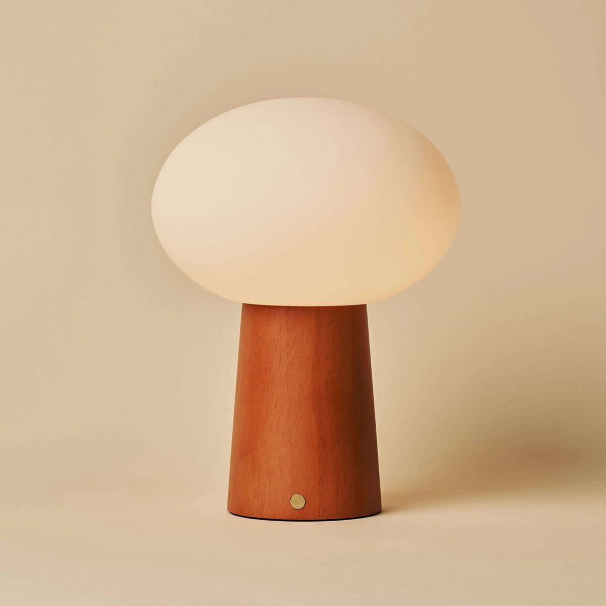 Max Chestnut Brown Wooden Cordless Table Lamp | Rechargeable, Glass, Sustainable Design - LUXONAS HOME