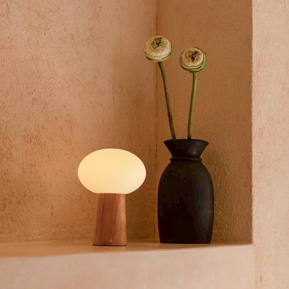 Max Light Brown Wooden Cordless Table Lamp | Rechargeable, Glass & Sustainable Design - LUXONAS HOME