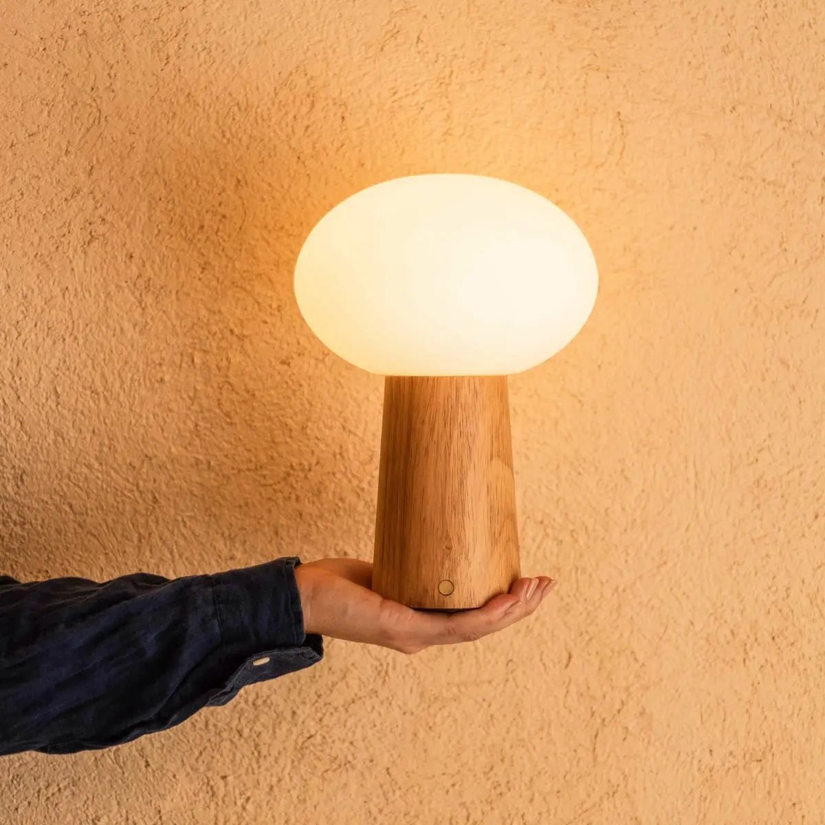 Max Light Brown Wooden Cordless Table Lamp | Rechargeable, Glass & Sustainable Design - LUXONAS HOME