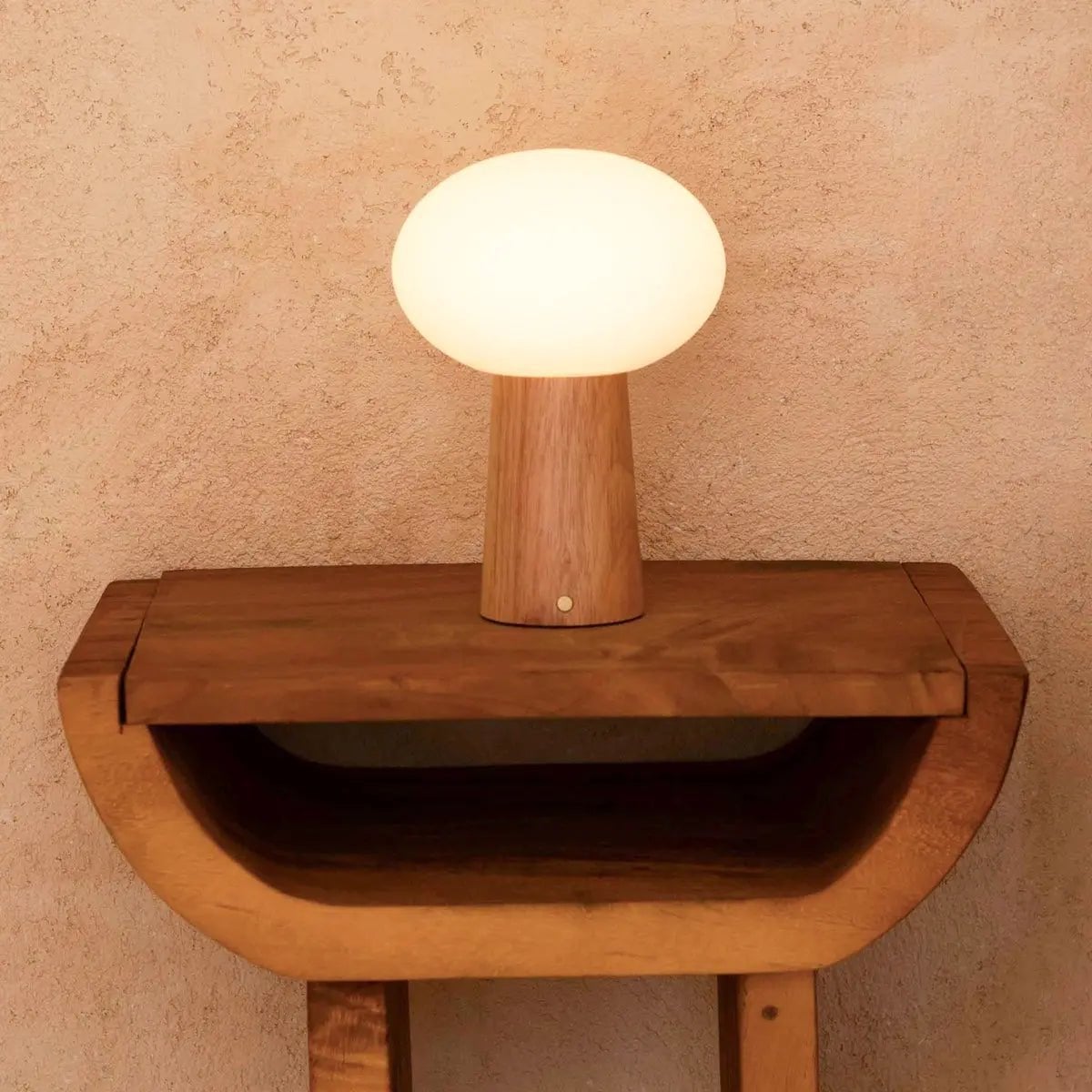 Max Light Brown Wooden Cordless Table Lamp | Rechargeable, Glass & Sustainable Design - LUXONAS HOME