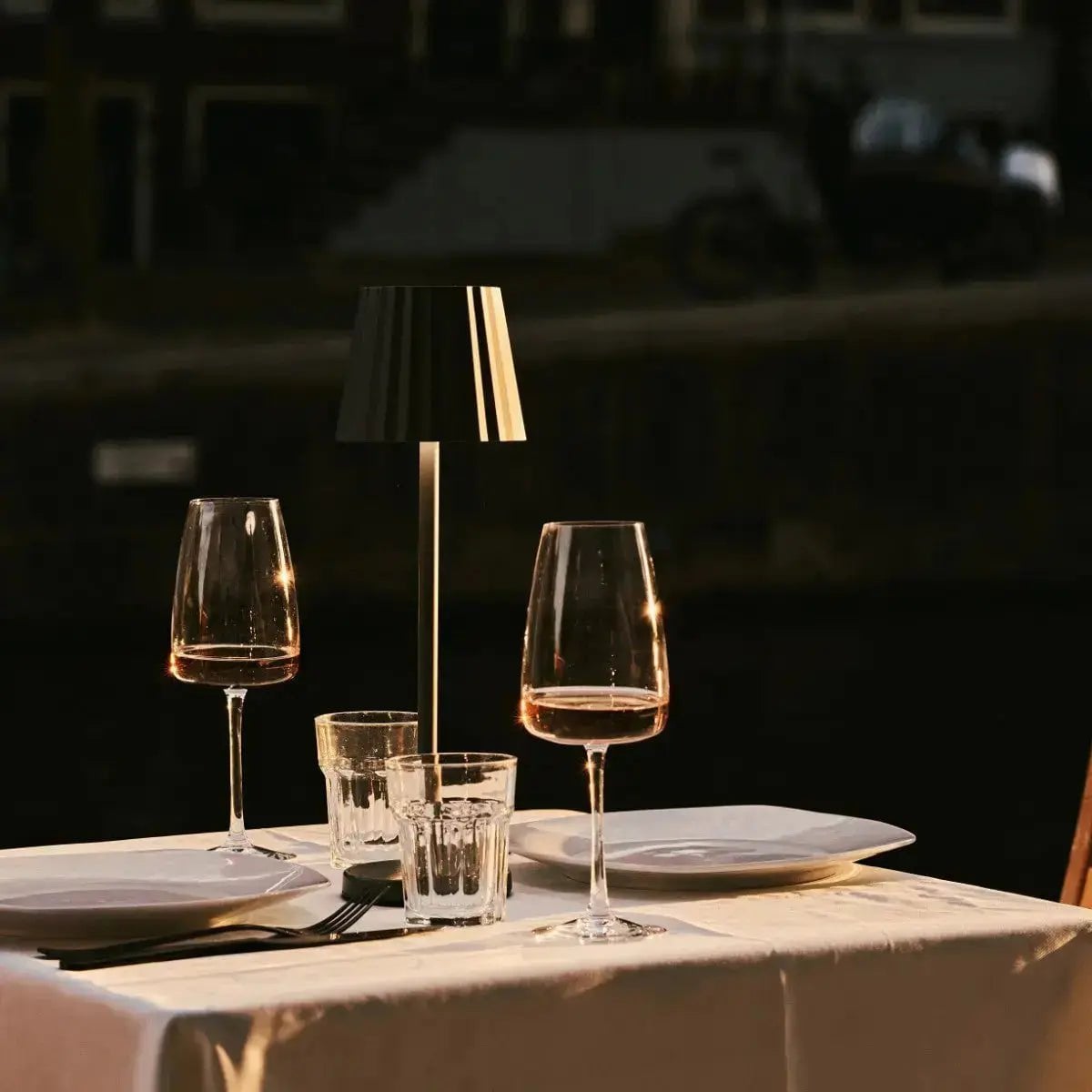 Maya Olive Green Ribbed Table Lamp | 3 Light Modes, Rechargeable via Charging Station - LUXONAS HOME