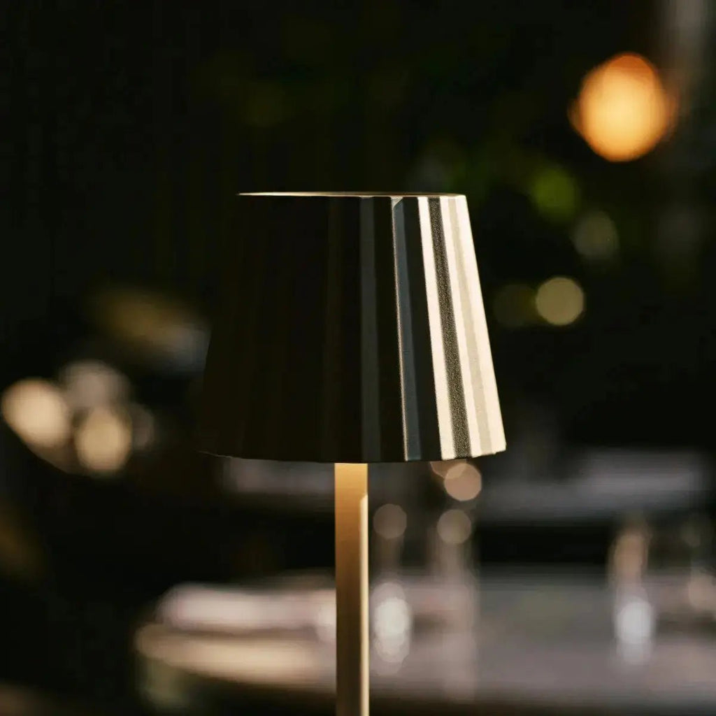 Maya Olive Green Ribbed Table Lamp | 3 Light Modes, Rechargeable via Charging Station - LUXONAS HOME