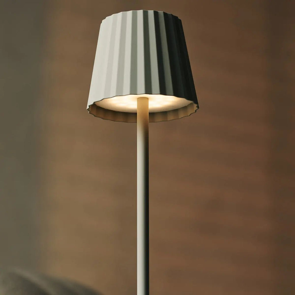 Maya Shadow Grey Ribbed Table Lamp | 3 Light Modes & Rechargeable via Charging Station - LUXONAS HOME