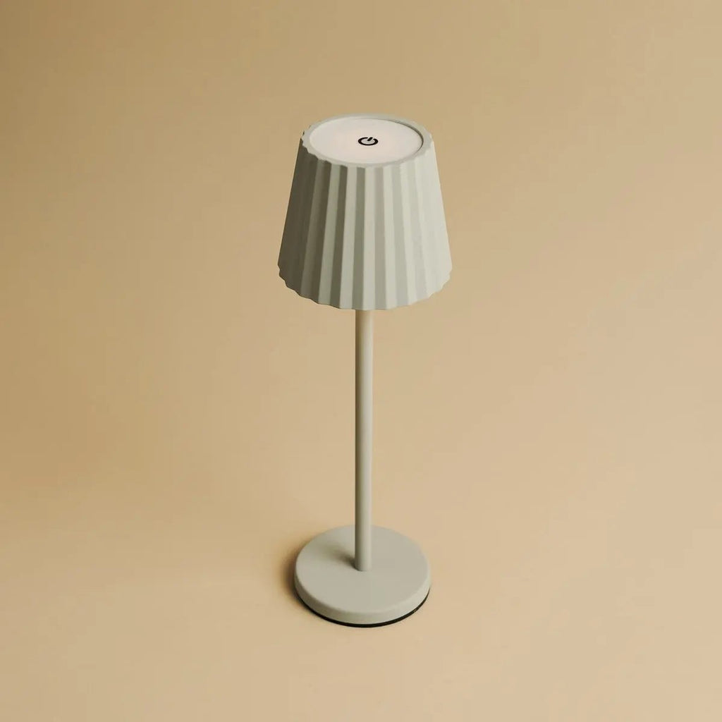 Maya Shadow Grey Ribbed Table Lamp | 3 Light Modes & Rechargeable via Charging Station - LUXONAS HOME