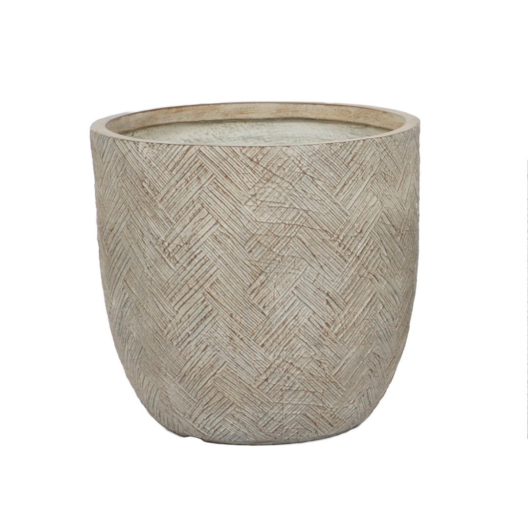 Medium Beige Fibre Planter - LUXONAS