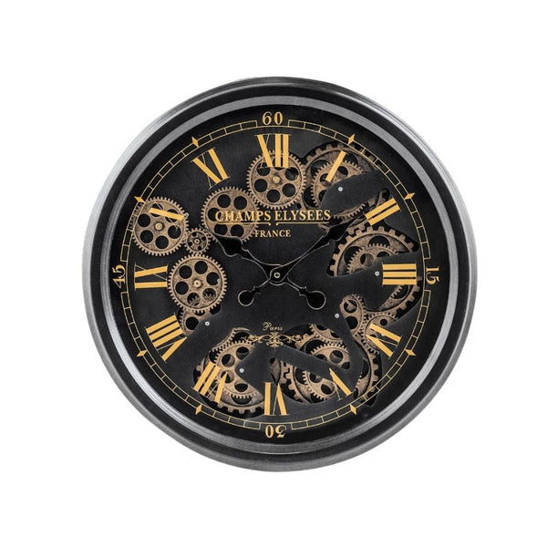 Black & Gold Clock Featuring Moving Gears