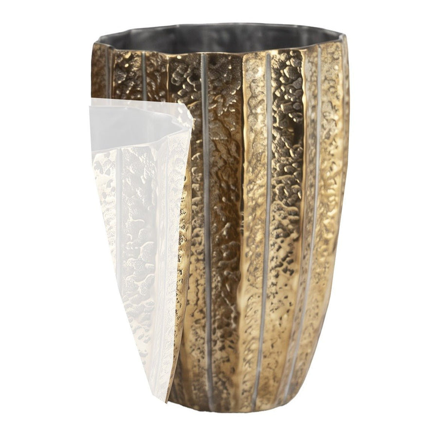 Medium Gold Fluted Metal Vase