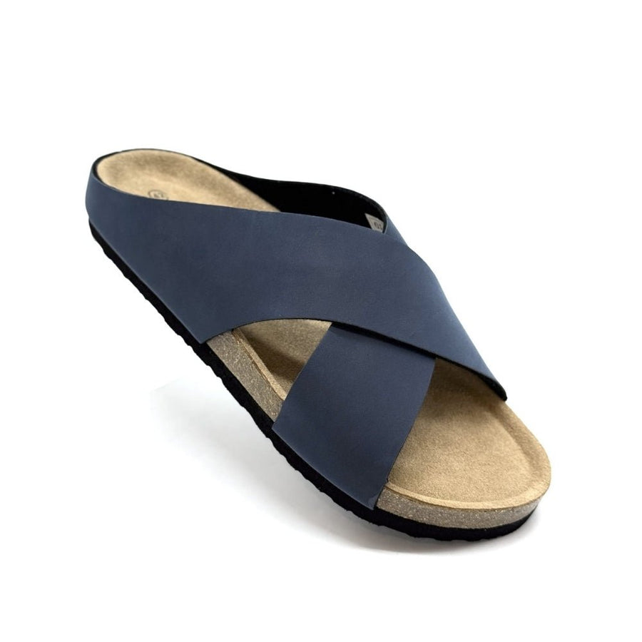 Men's Cork Sole Slides with Crisscross Straps