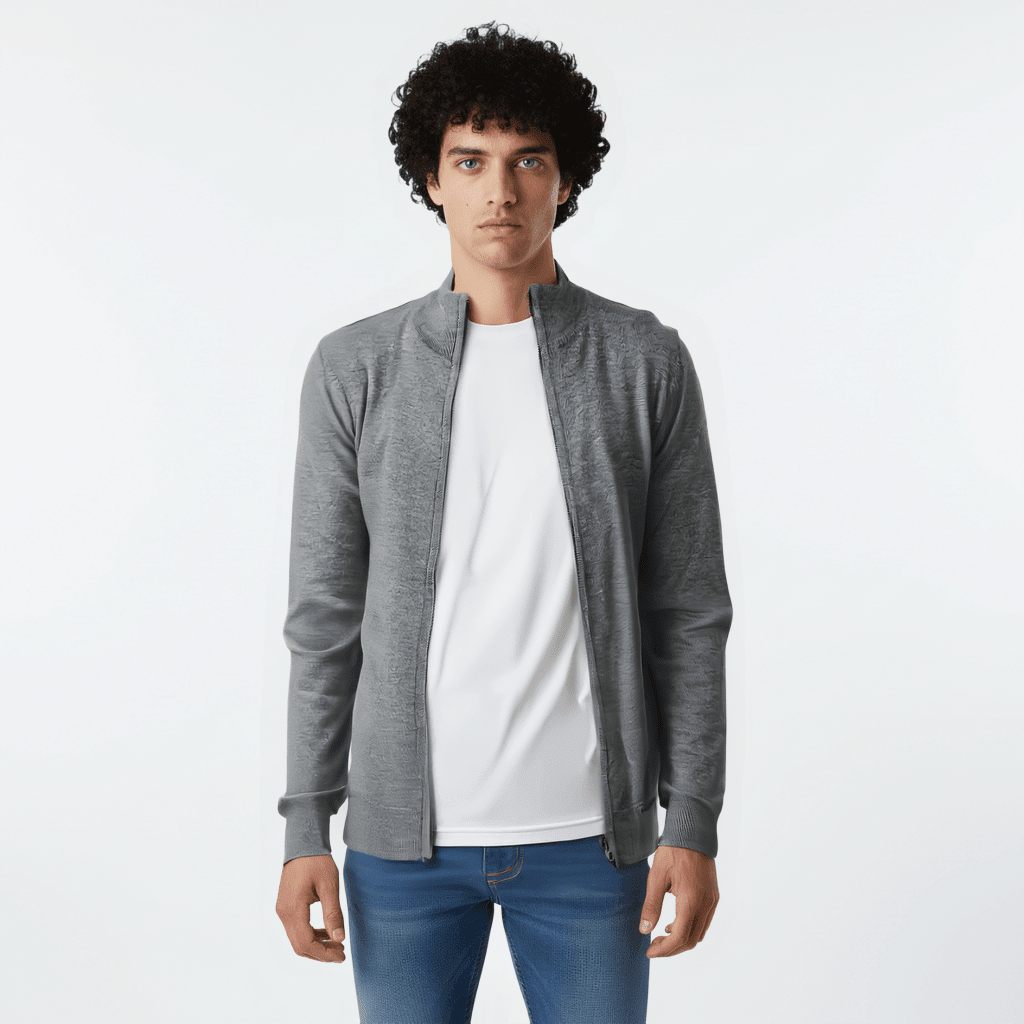 Men's Cotton Plain Zip - up Jacket - LUXONAS HOME