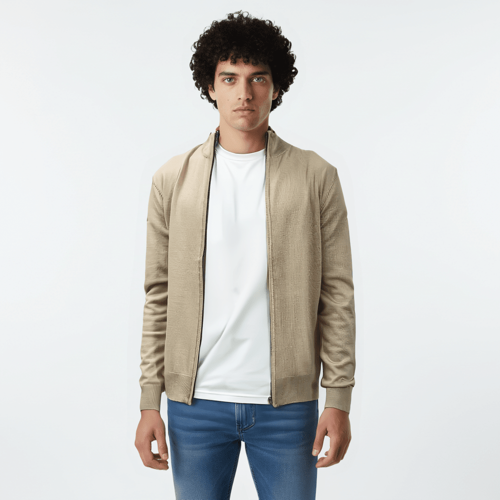 Men's Cotton Plain Zip - up Jacket - LUXONAS HOME