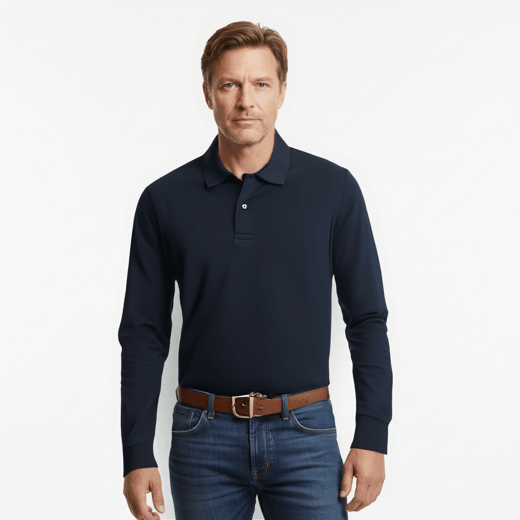 Men's Long Sleeve Polo Shirt - Classic Style and Comfort - LUXONAS HOME