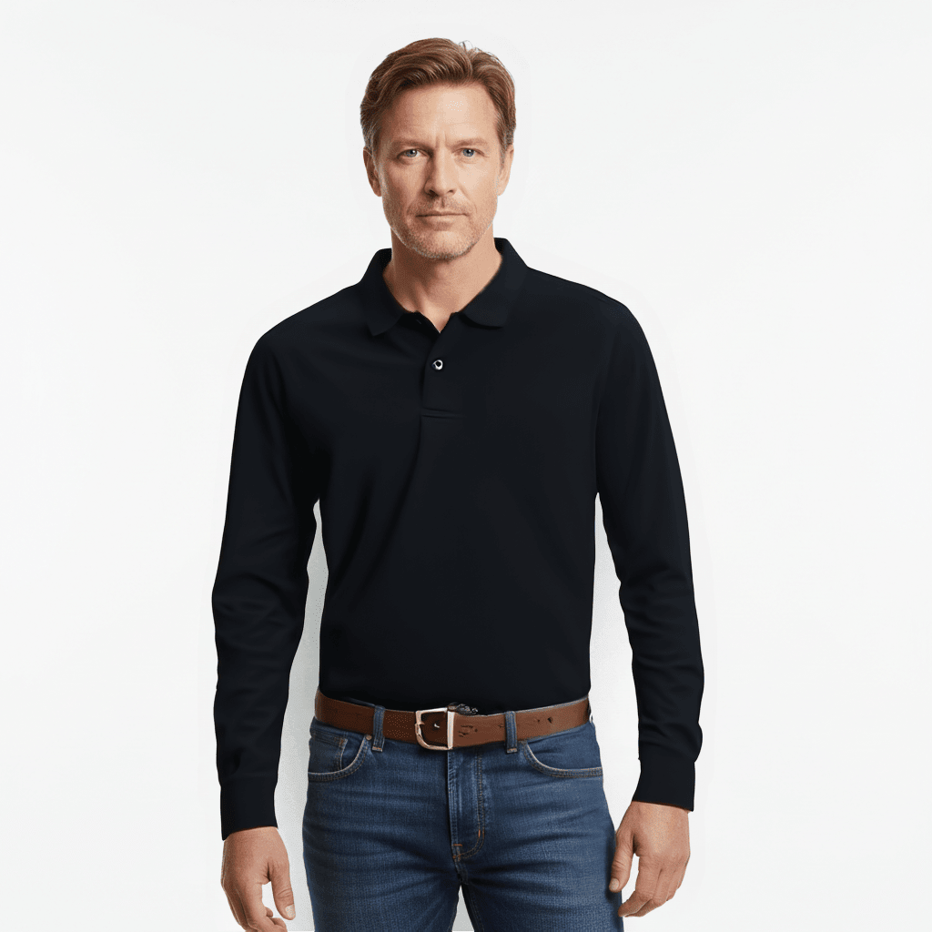 Men's Long Sleeve Polo Shirt - Classic Style and Comfort - LUXONAS HOME