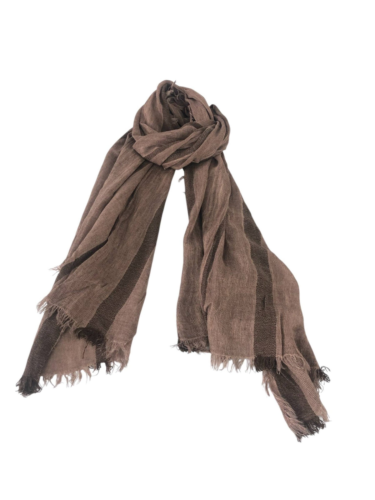 Men's Striped Scarf, Cotton and Viscose F91645 Brown