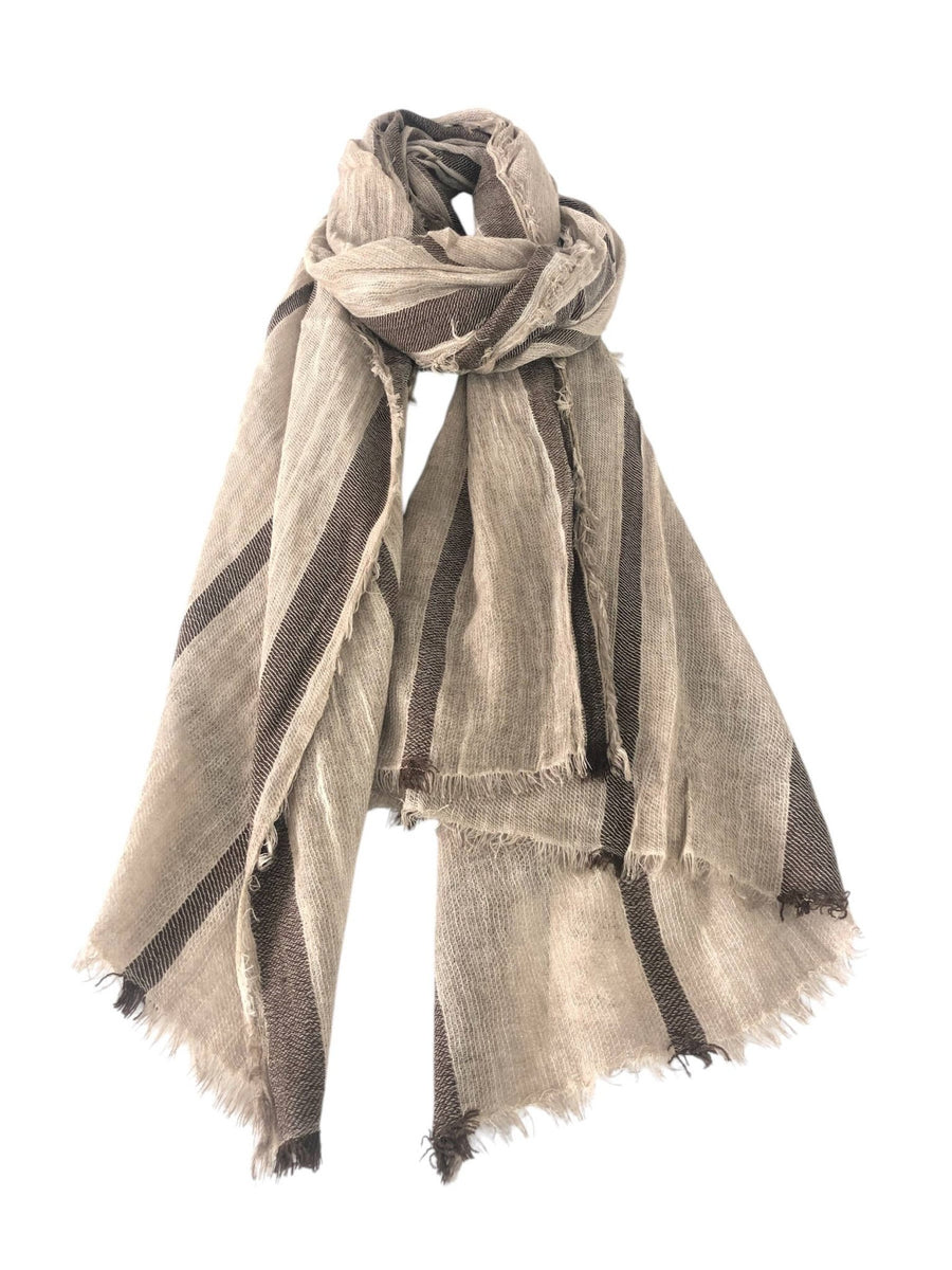 Men's Striped Scarf, Cotton and Viscose F91645 MOLE