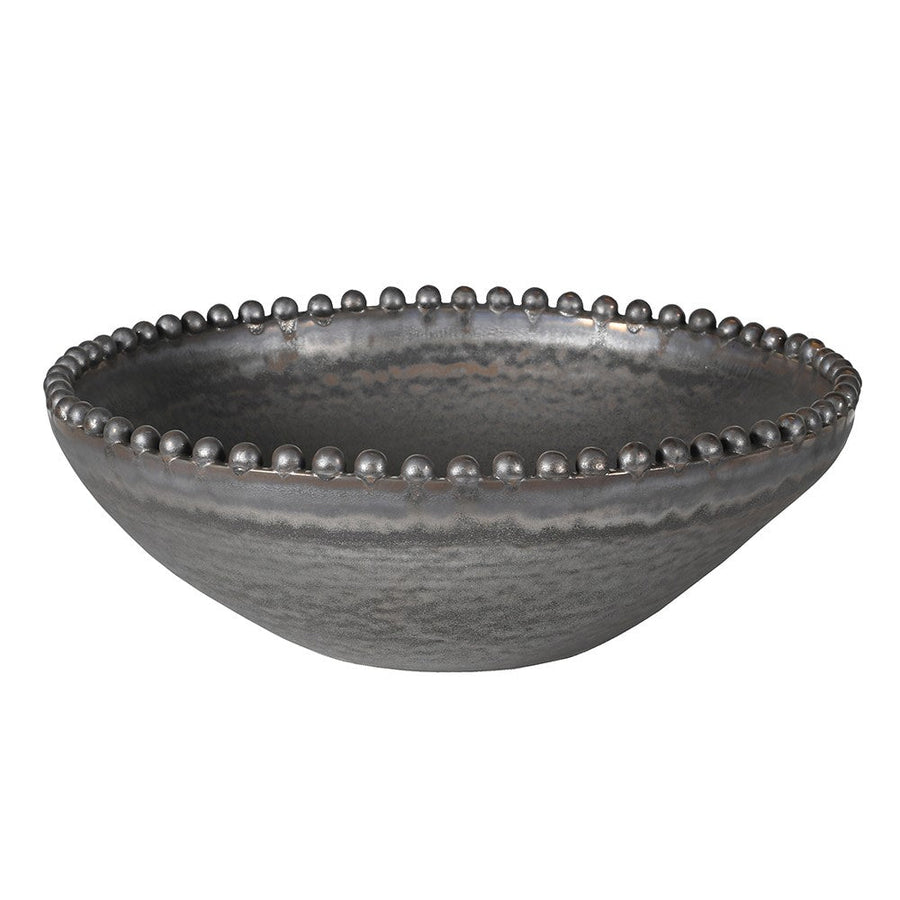 Metal Effect Beaded Bowl - Elegant Porcelain Decor
