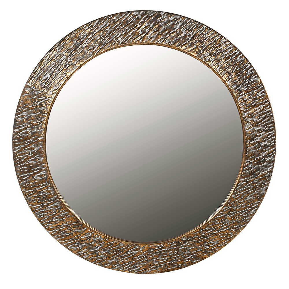 Metal Gold Textured Round Mirror - 80 cm