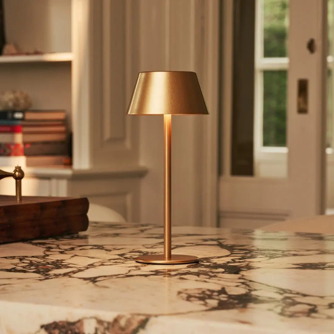 Milou Gold Table lamp without Cable | Modern, Design & 3 Light modes - LUXONAS HOME