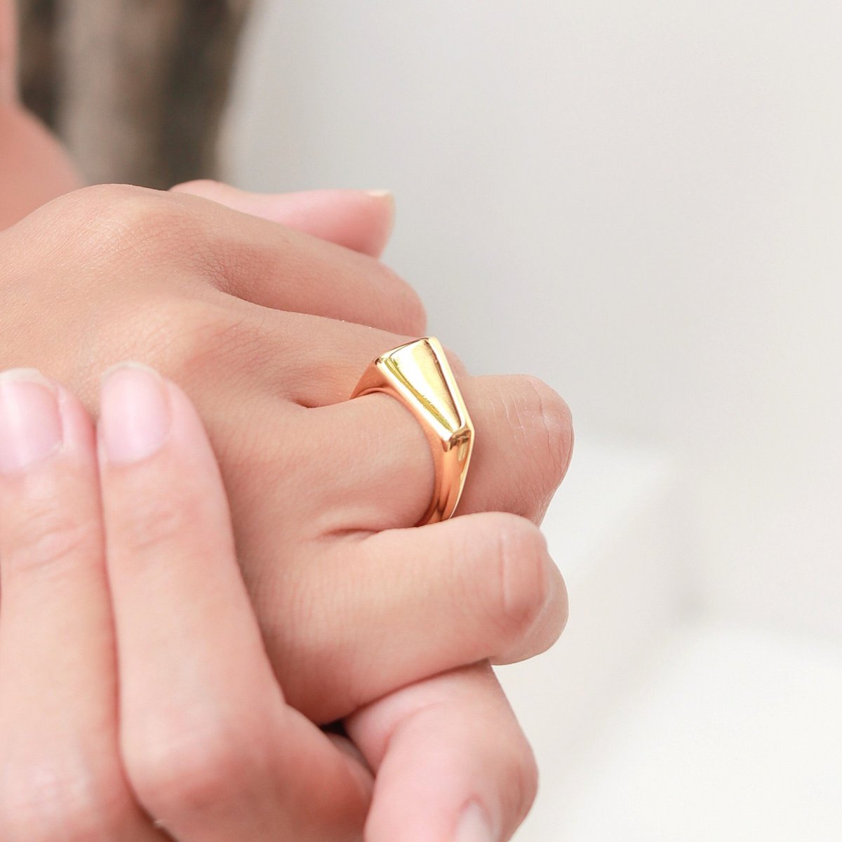 Minimalist 18k Gold - Plated Ring - 925 Silver Gold Vermeil Triangular Statement Ring - JIMBARAN - LUXONAS HOME