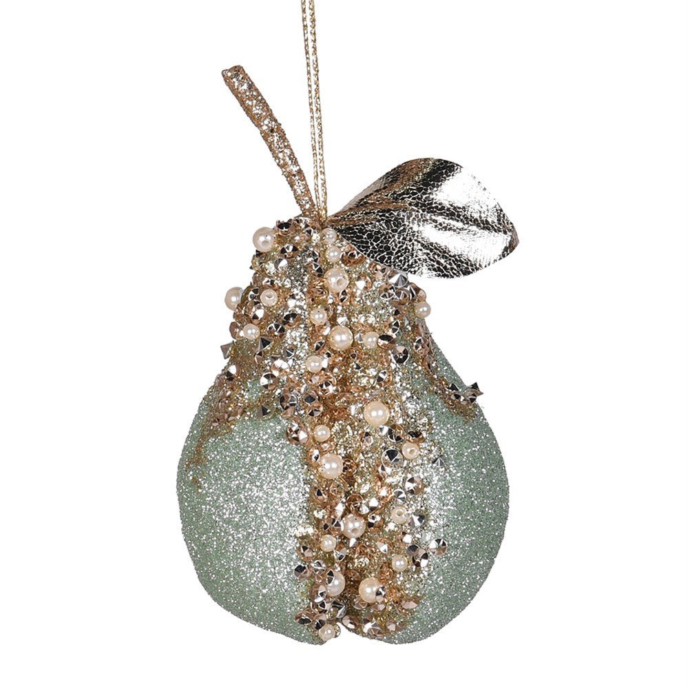 Mint Pearl Sparkle Pear - Decorative Accent Piece - LUXONAS