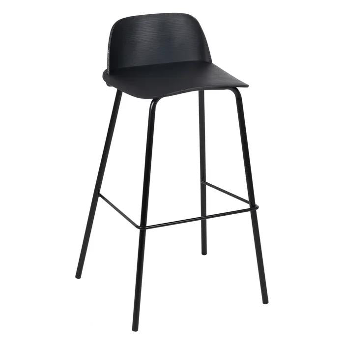 Modern Black Plastic & Metal Bar Stool - LUXONAS