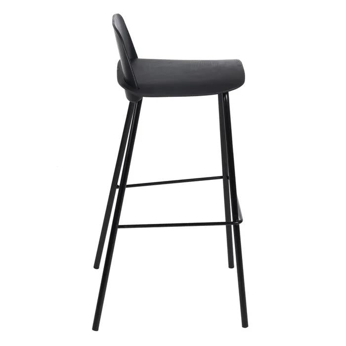 Modern Black Plastic & Metal Bar Stool - LUXONAS