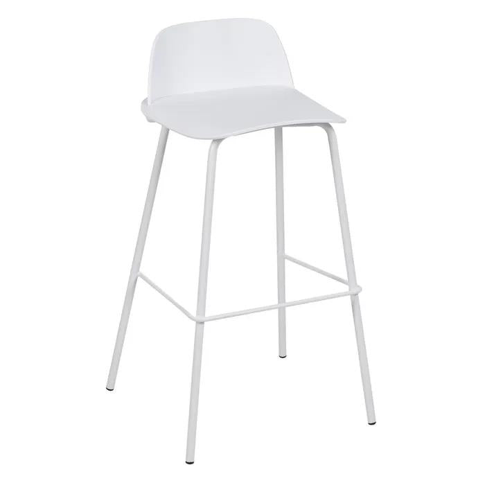 Modern White Plastic & Metal Bar Stool - LUXONAS