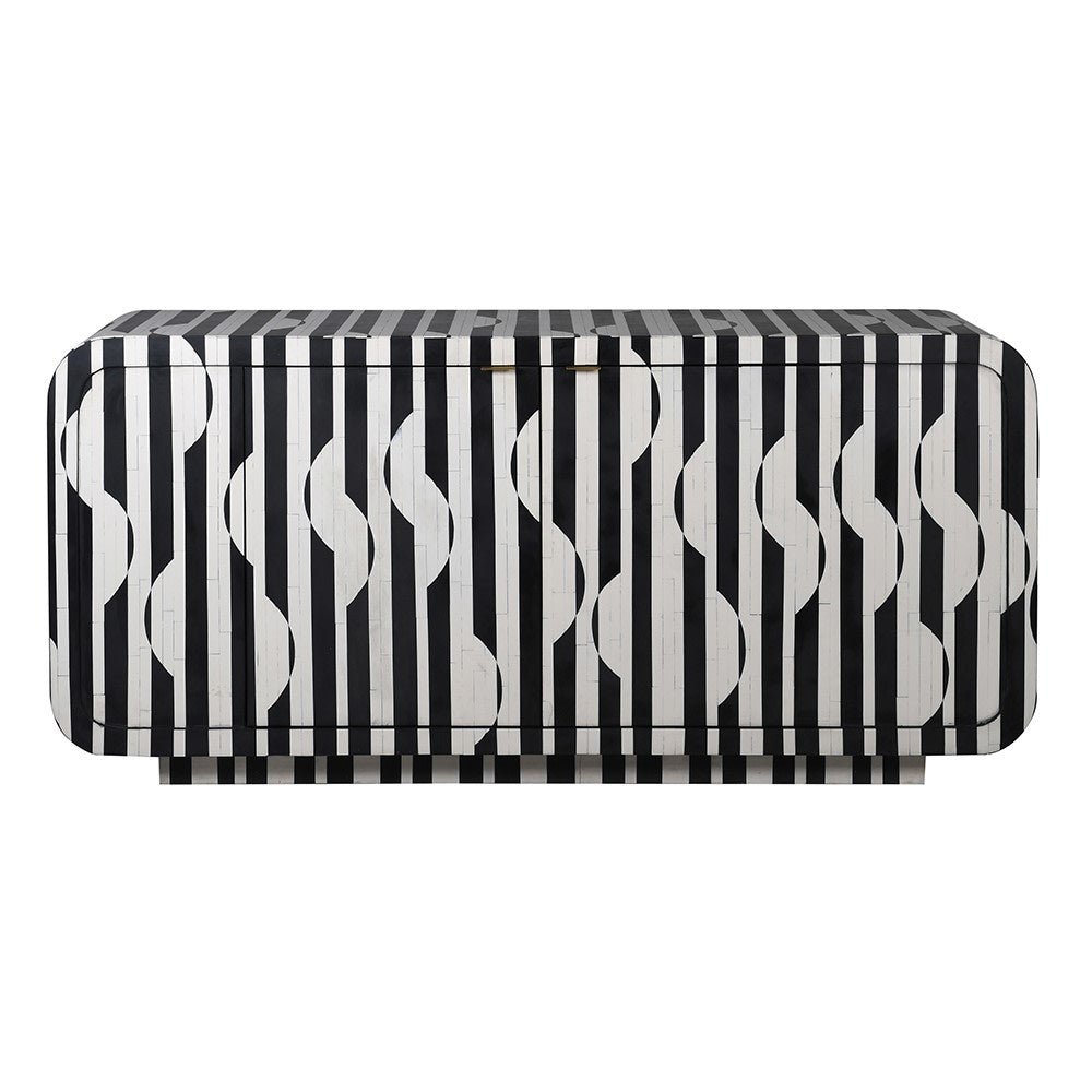 Monochrome Circles and Stripes Sideboard - LUXONAS