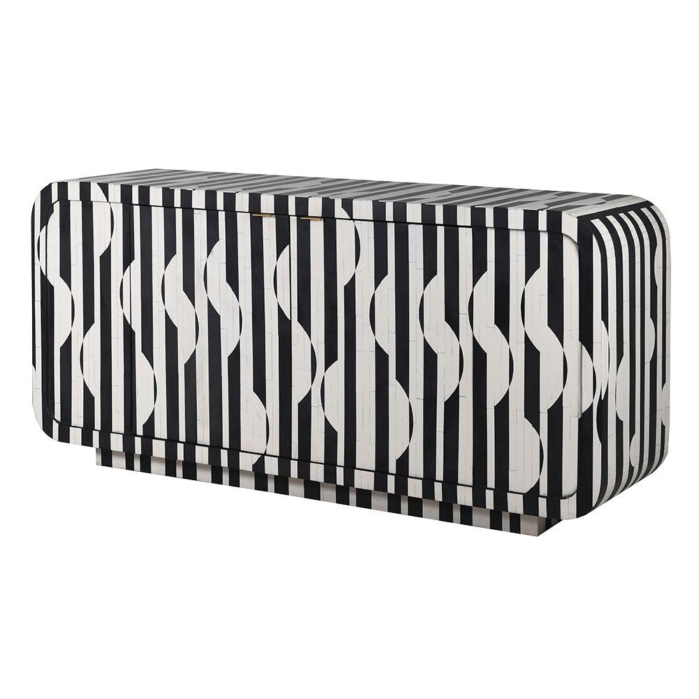 Monochrome Circles and Stripes Sideboard - LUXONAS