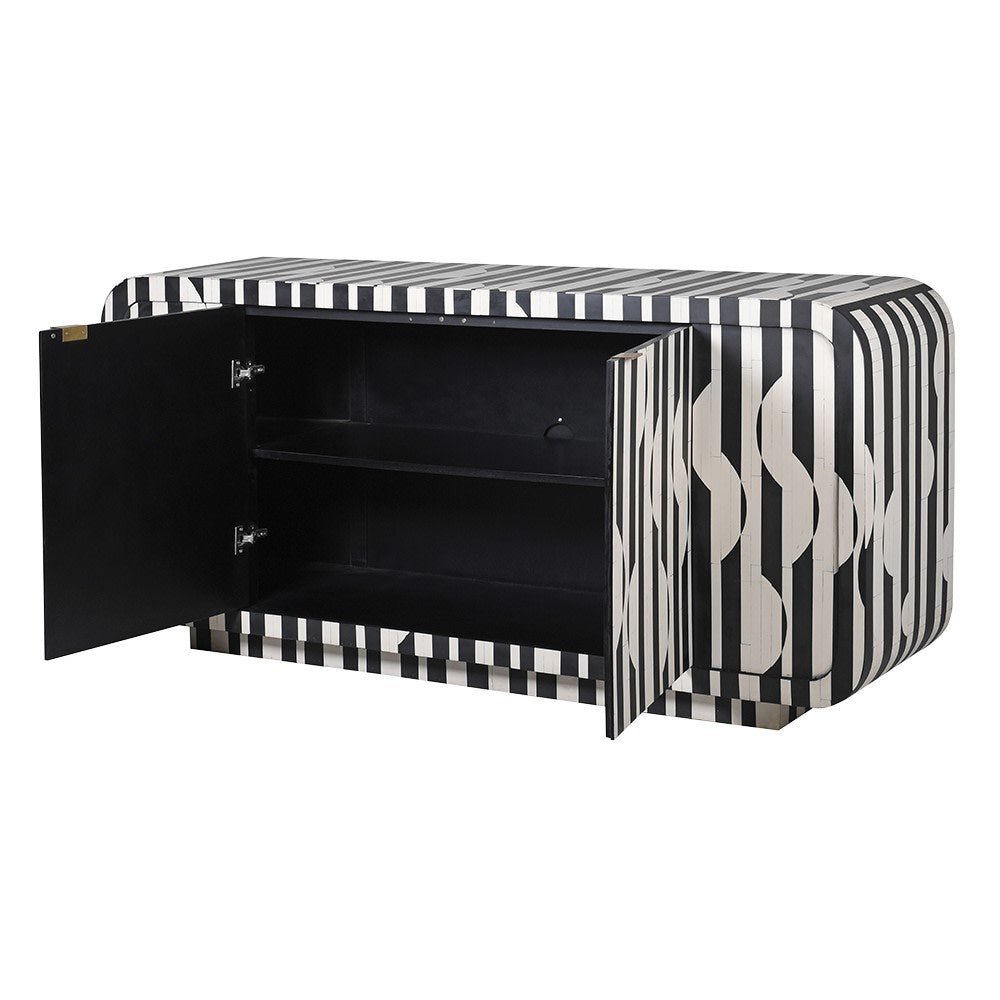 Monochrome Circles and Stripes Sideboard - LUXONAS