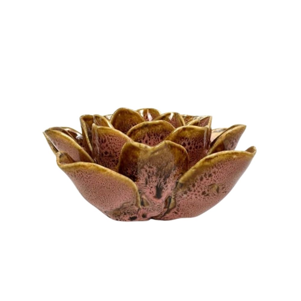 Mottled Pink Floral Ceramic Tealight Holder - LUXONAS HOME