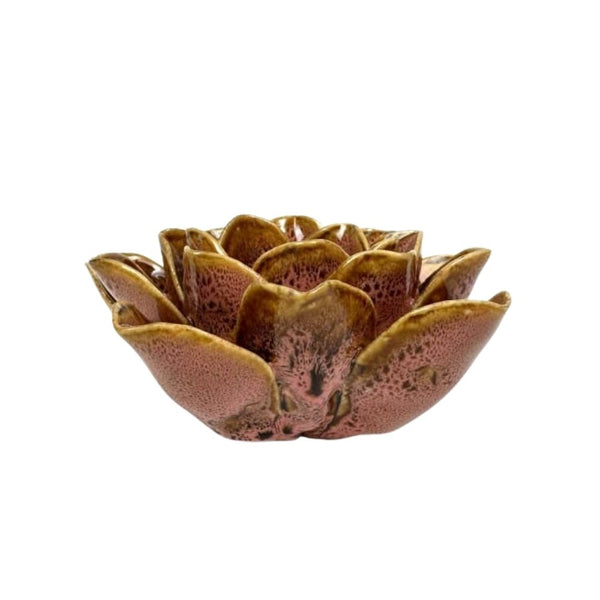 Mottled Pink Floral Ceramic Tealight Holder