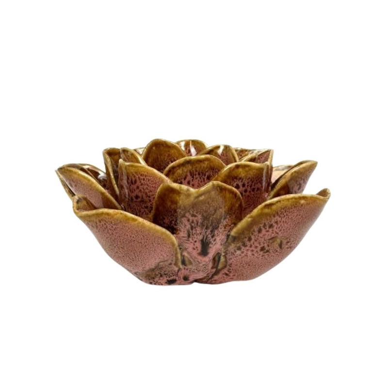 Mottled Pink Floral Ceramic Tealight Holder