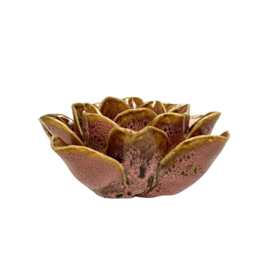 Mottled Pink Floral Ceramic Tealight Holder
