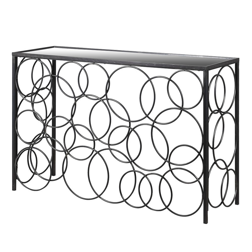 Multi Ring Mirror Top Console Table