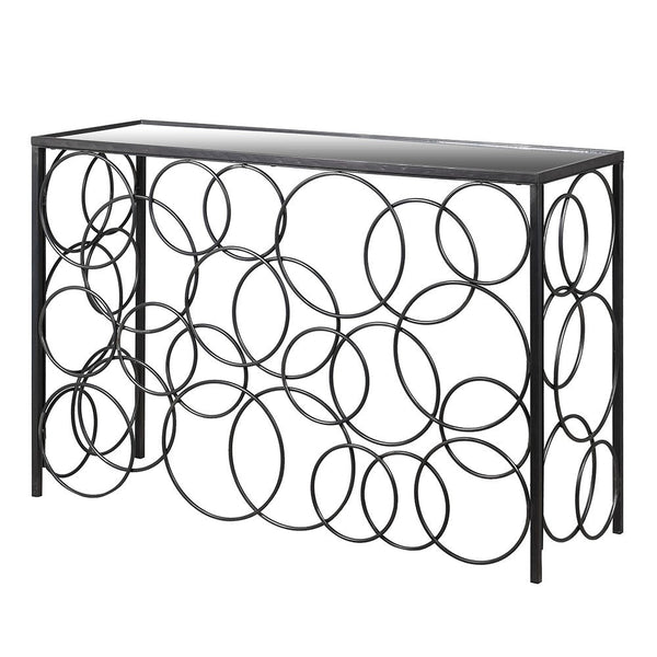 Multi Ring Mirror Top Console Table