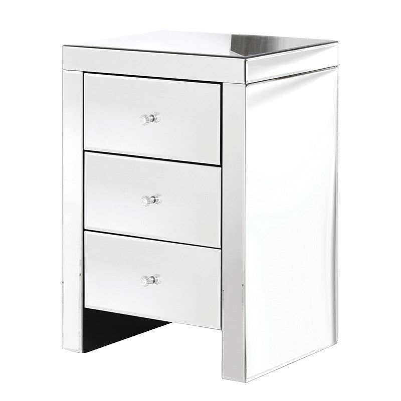 Myra 3 Drawer Mirrored Bedside Table