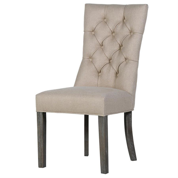 Natural Buttoned Dining Chair