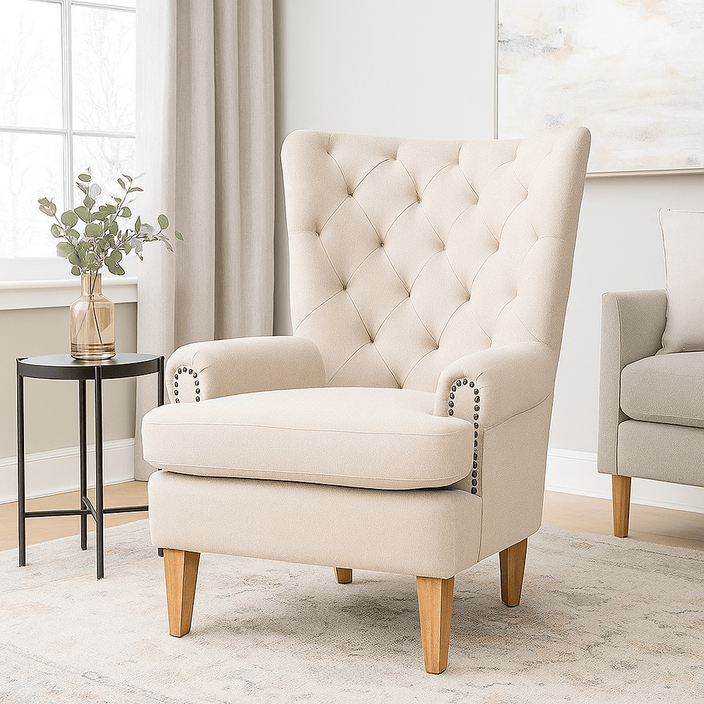 Natural Linen Armchair - LUXONAS