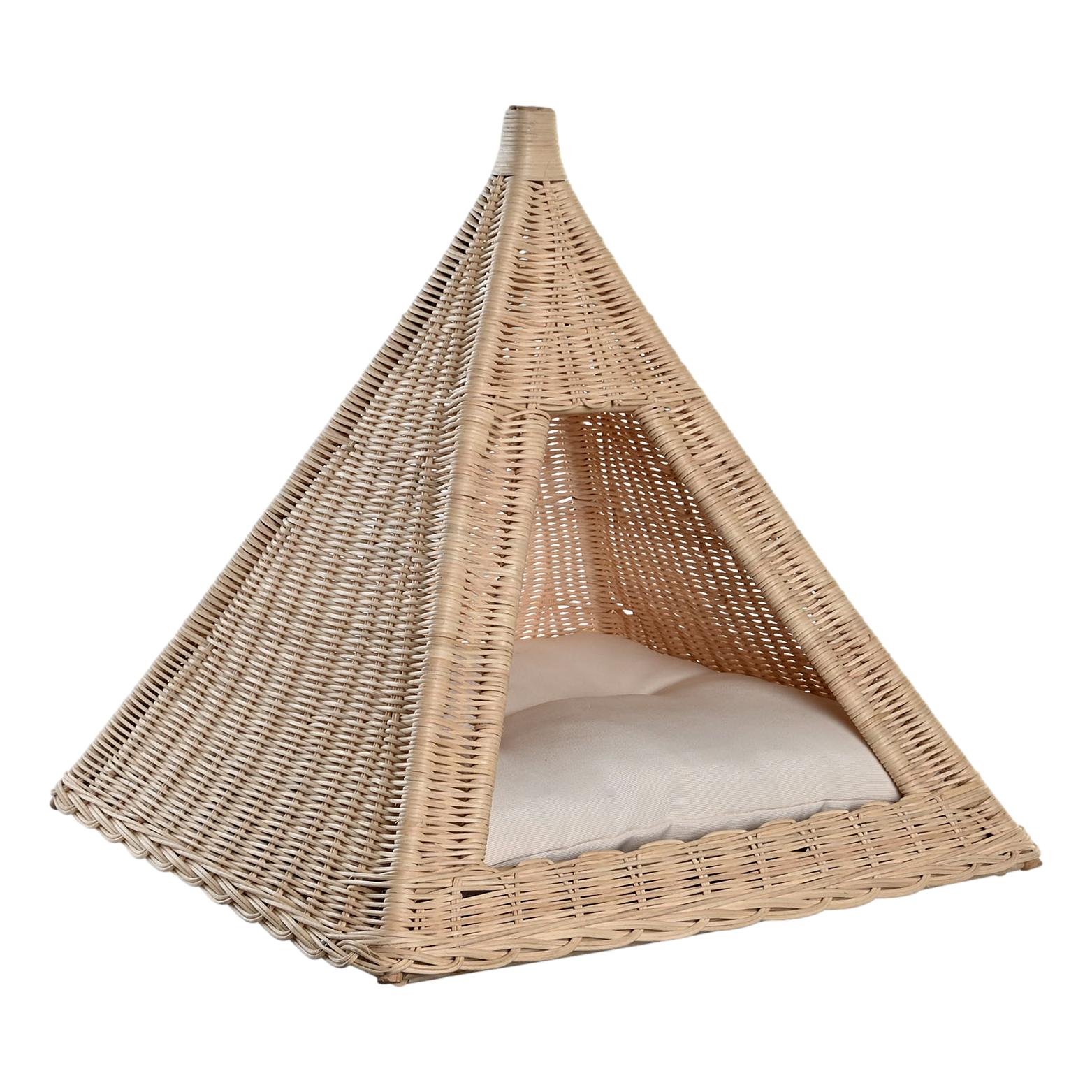 Natural Rattan Tent Bed for Pets - LUXONAS