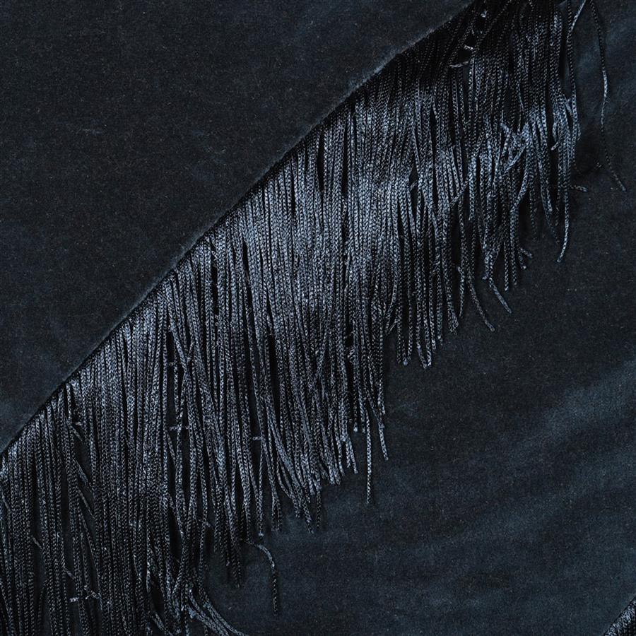 Navy Blue Fringe Cushion - LUXONAS