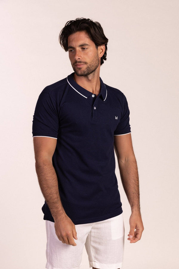 Stretch Polo Shirt with Contrast Detailing and Embroidered Logo