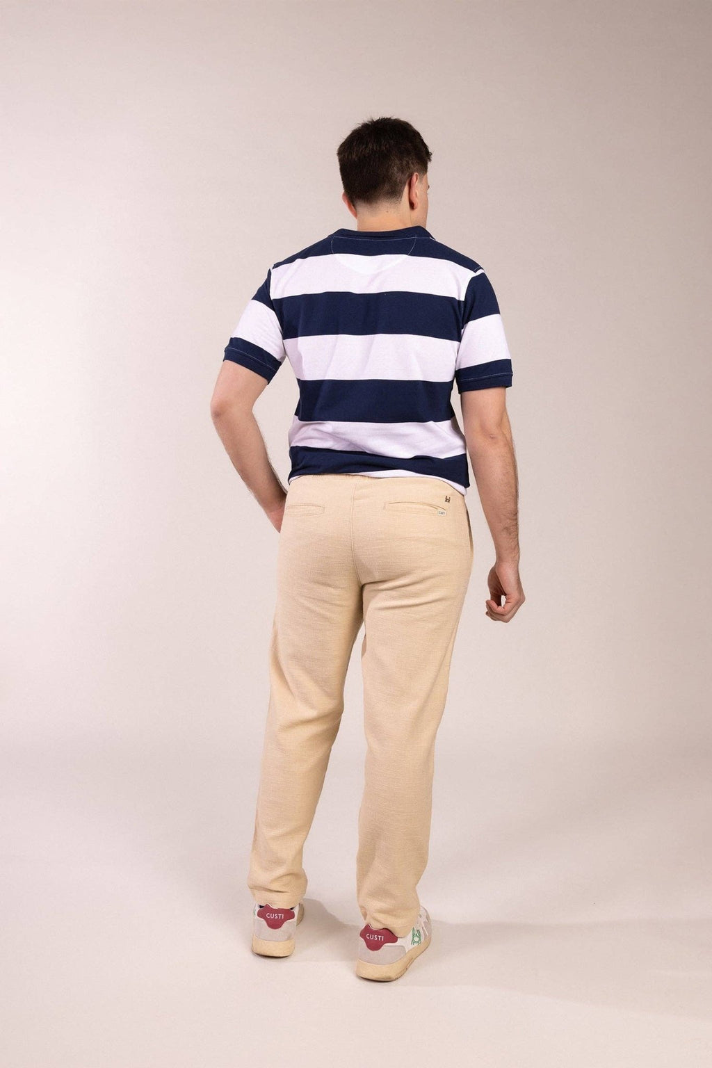 Navy Blue Striped Polo Shirt | Monaco Collection - LUXONAS HOME
