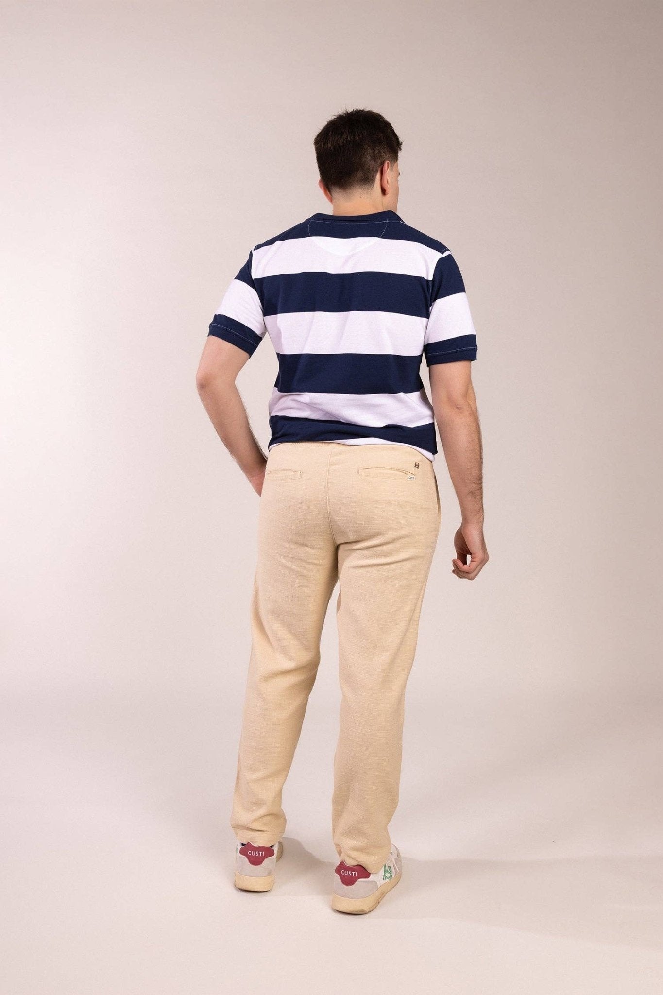Navy Blue Striped Polo Shirt | Monaco Collection - LUXONAS HOME