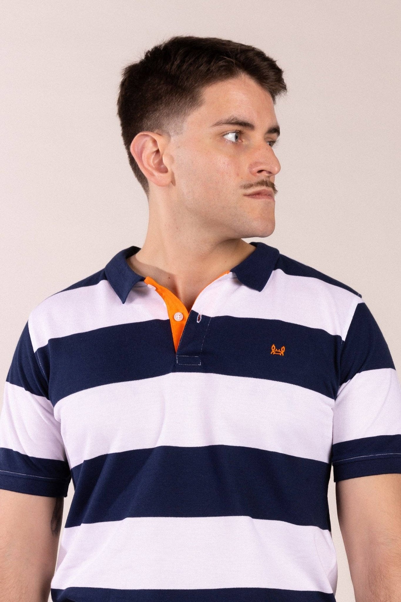 Navy Blue Striped Polo Shirt | Monaco Collection - LUXONAS HOME