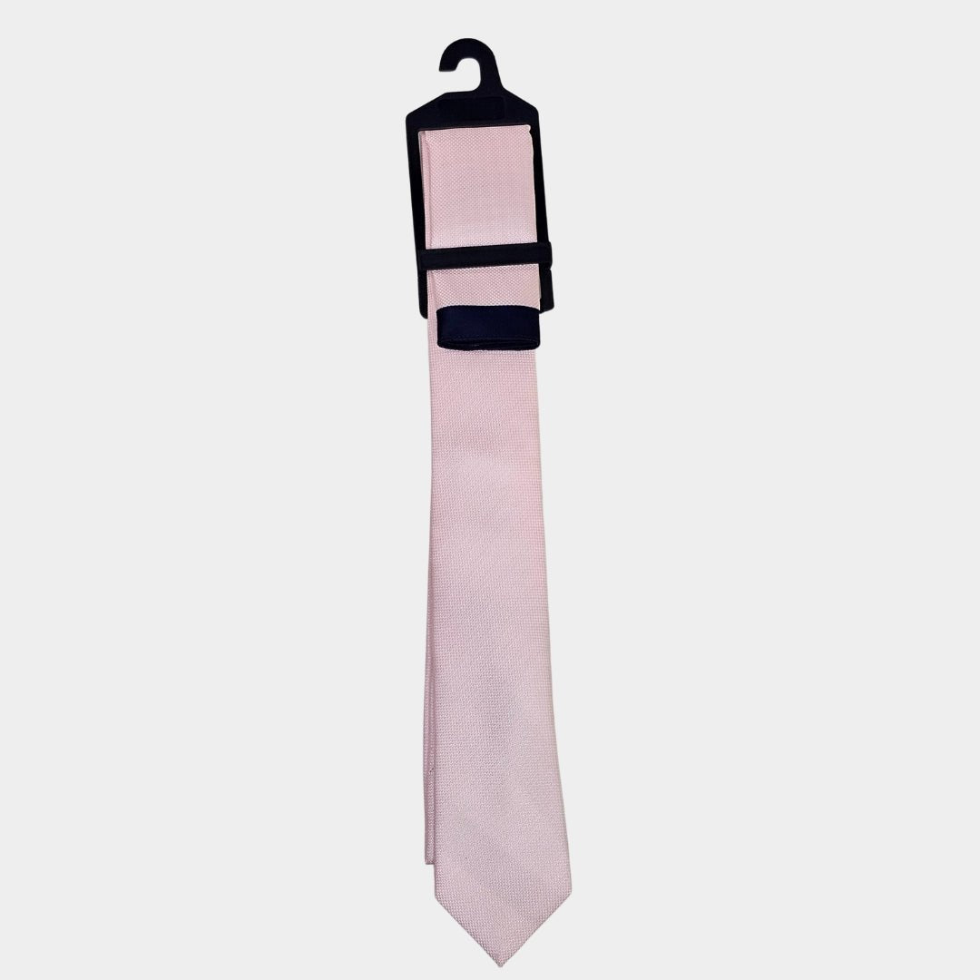 Navy/Baby Pink Tie and Pocket Square Set