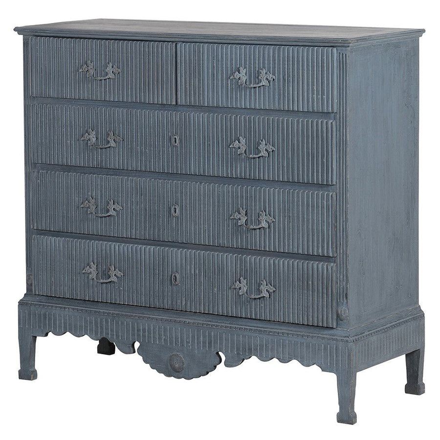 Nordic Blue-Wash 5 Drawer Chest