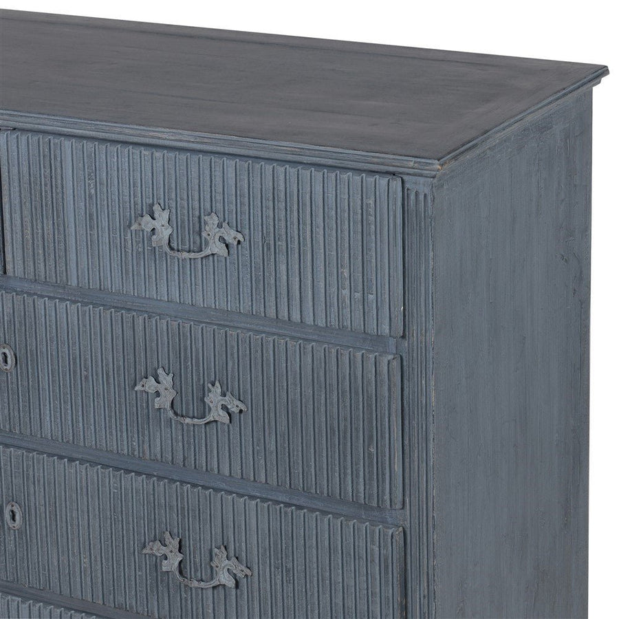 Nordic Blue-Wash 5 Drawer Chest