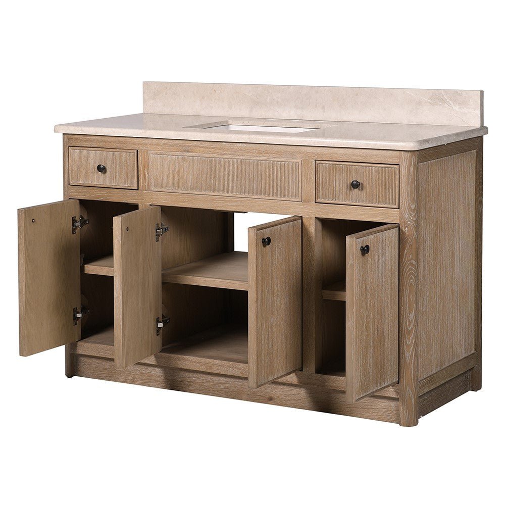 Oak Ribbed 4 Door 2 Drawer Sink Unit - LUXONAS